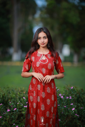 Maroon Elegance Printed Kurti