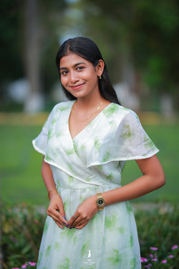 Mint Green Floral Wrap Dress