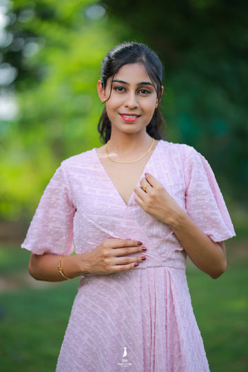 Blush Wrap Elegance Dress