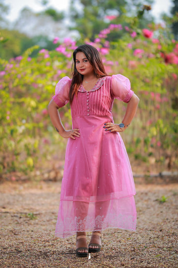 Purple organza a line top