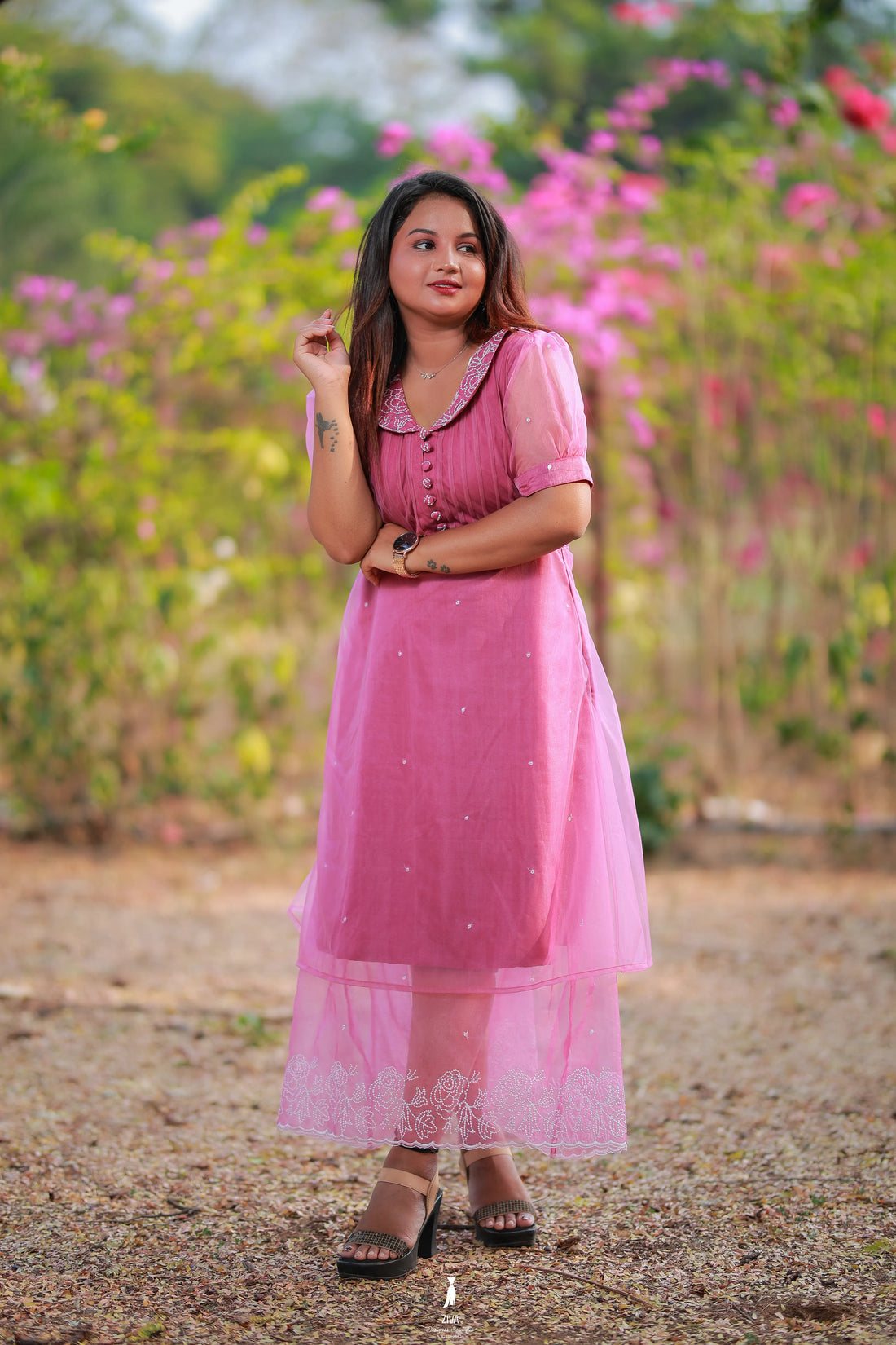 Purple organza a line top