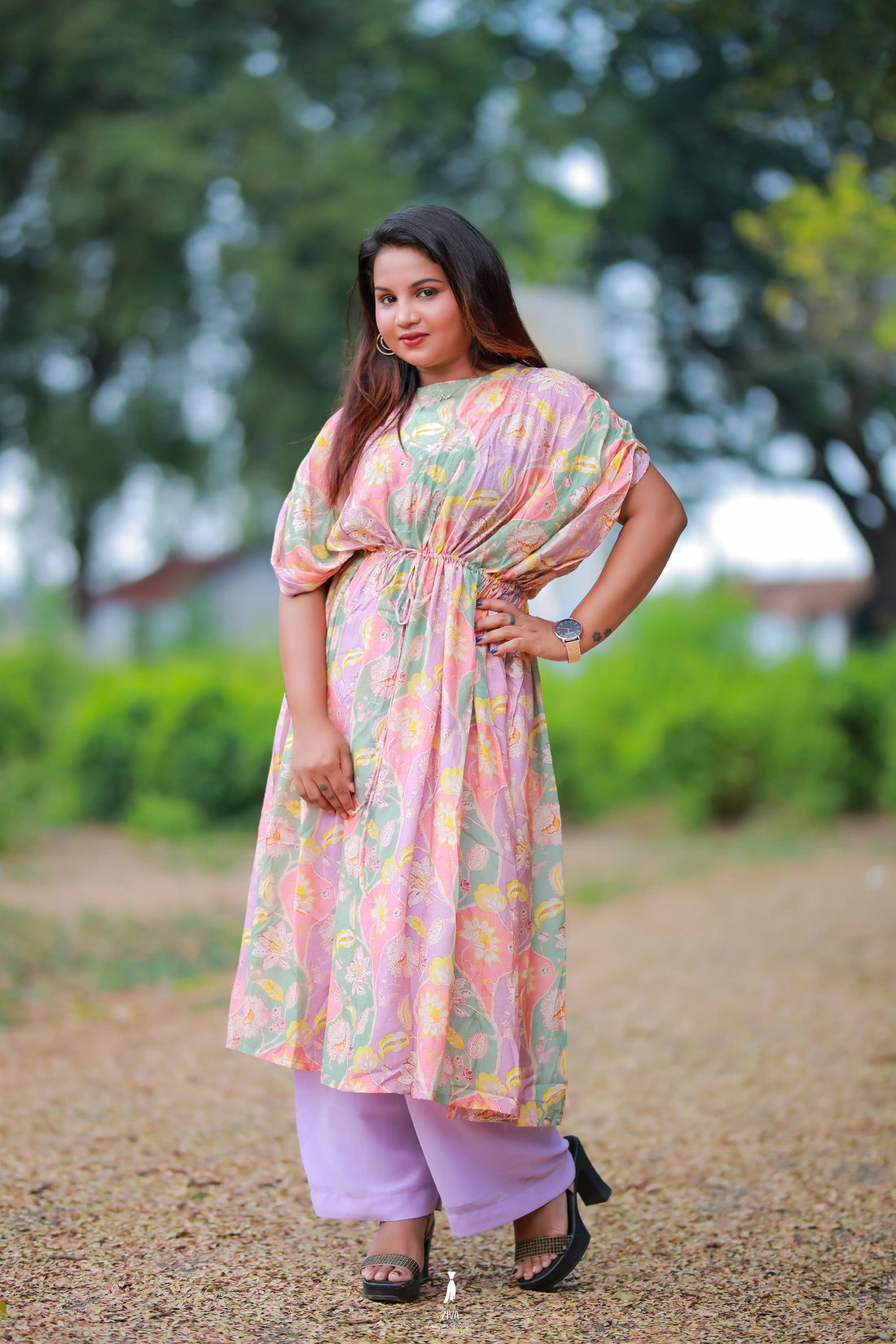 Muslin Kaftan Kurti with Palazzo Pant