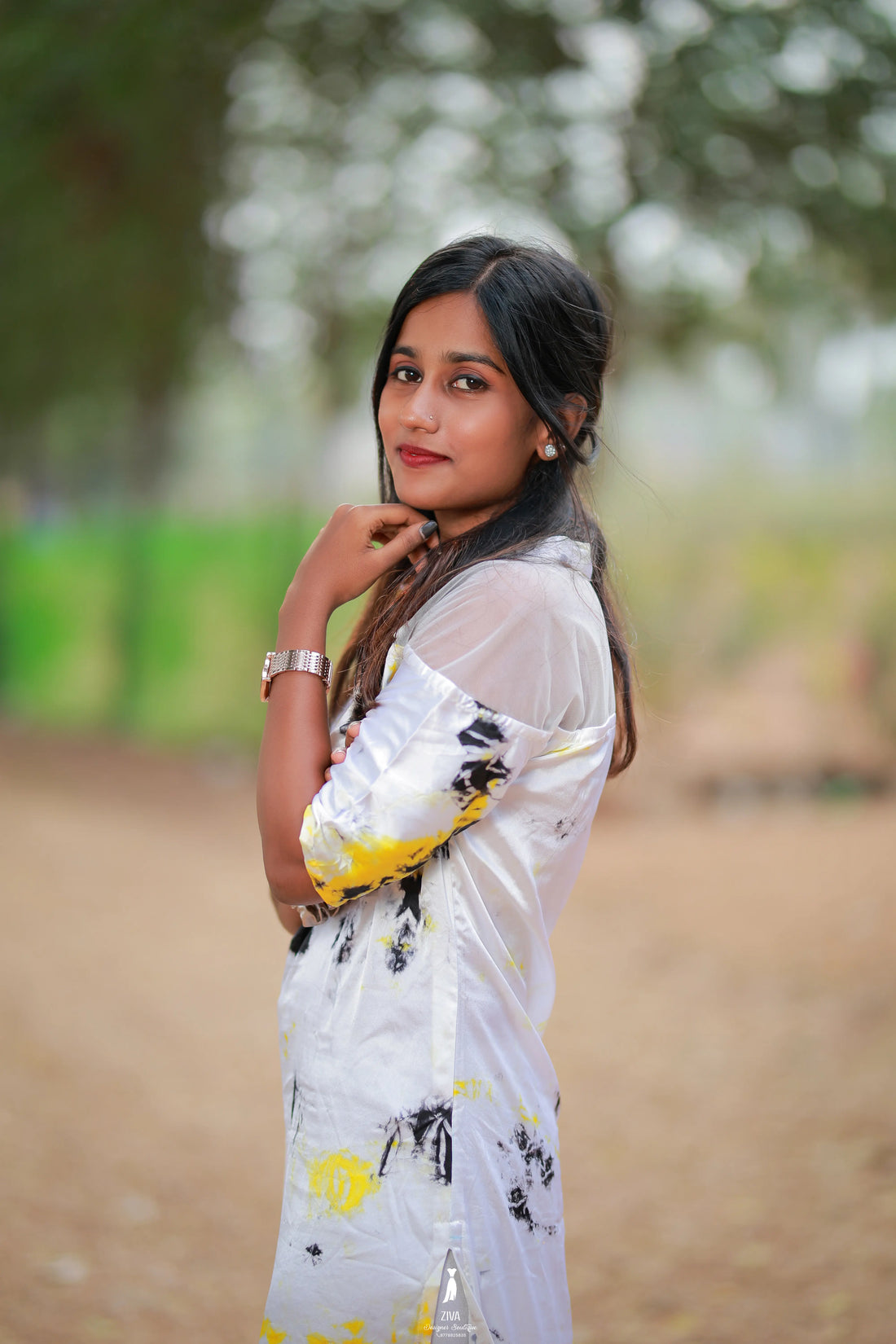 White Satin Tie-Dye Kurti