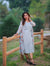 Grey Dress with Embroidered Floral Shrug