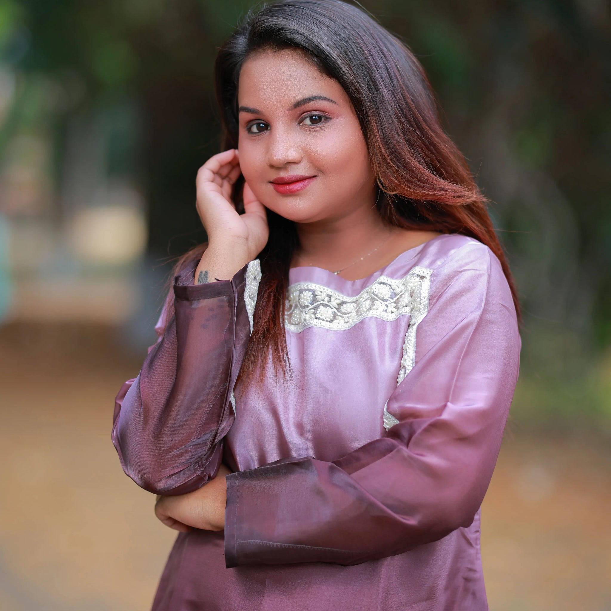 Organza Embellished Straight Top