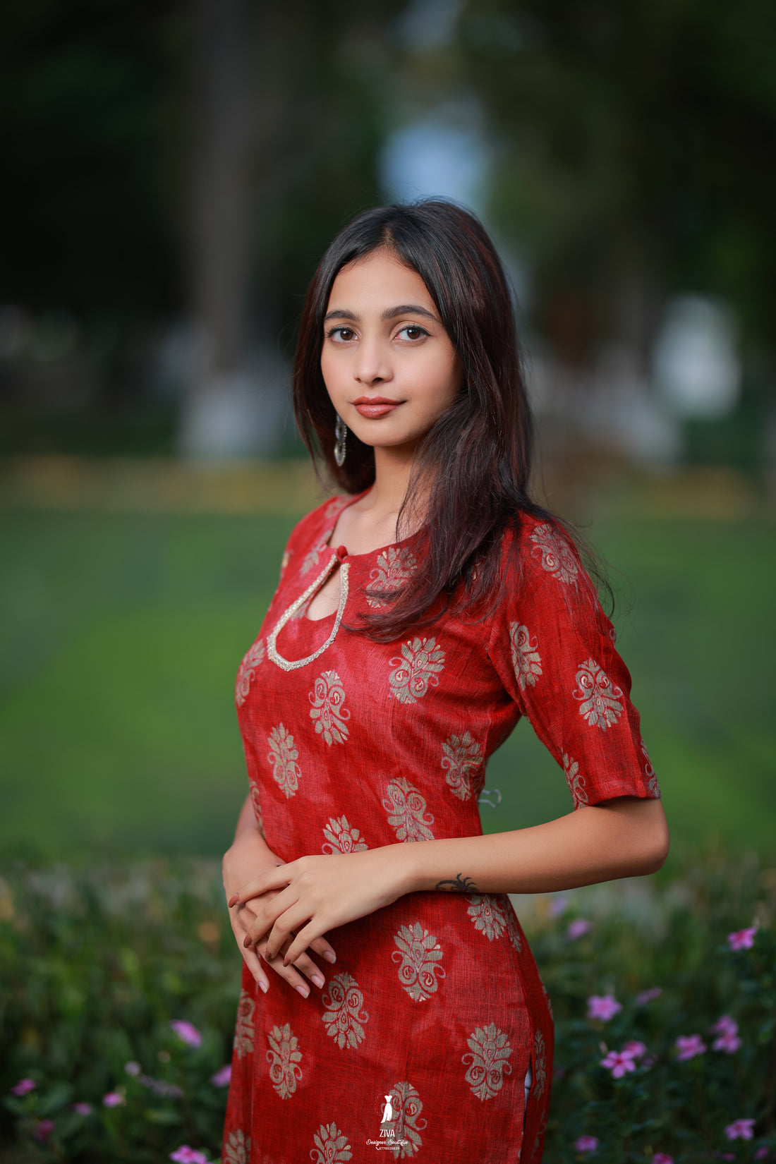 Maroon Elegance Printed Kurti