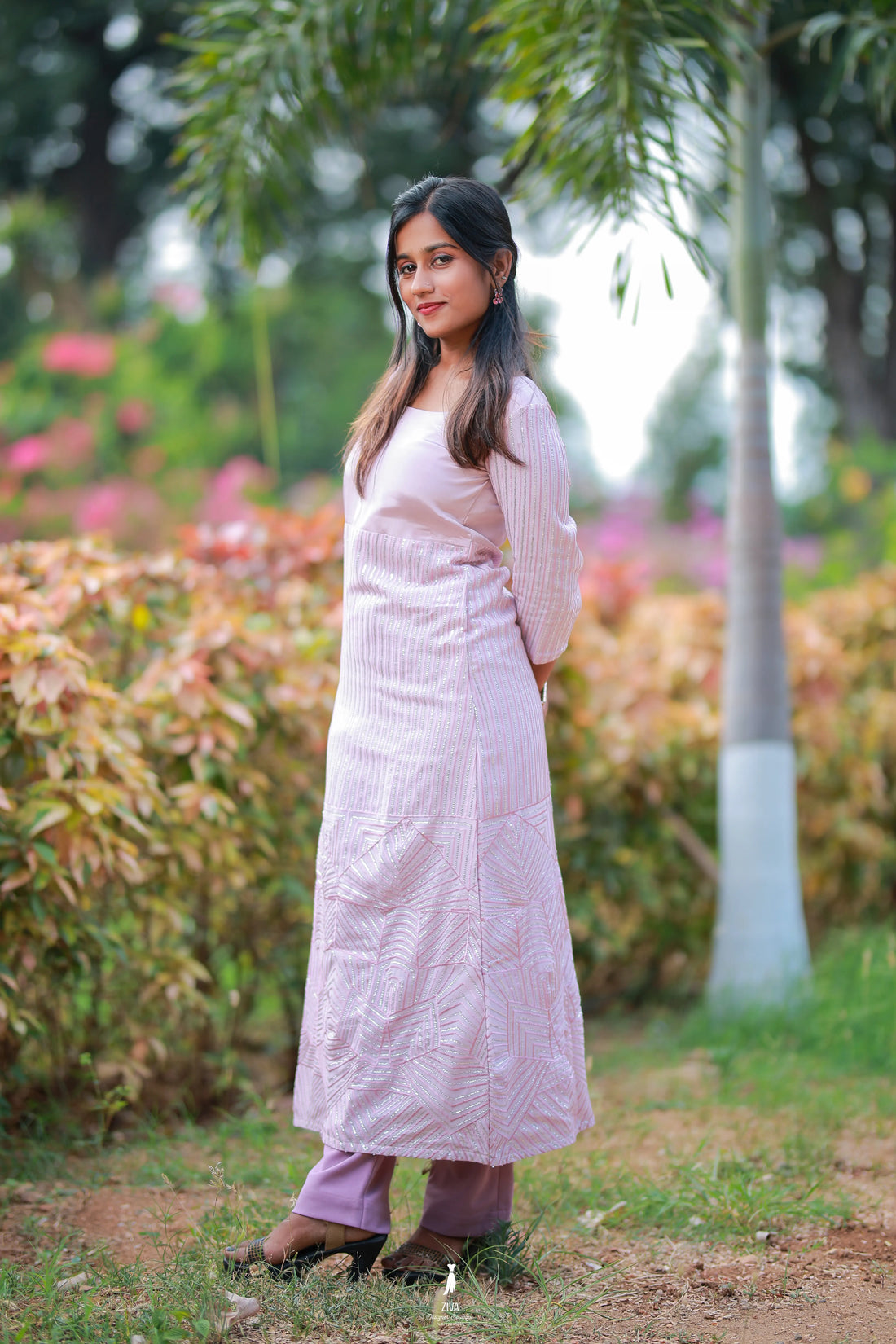 Georgette Sequenced Kurti with Straight Pant