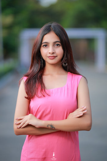 Fuchsia Pink Sleeveless Casual Dress