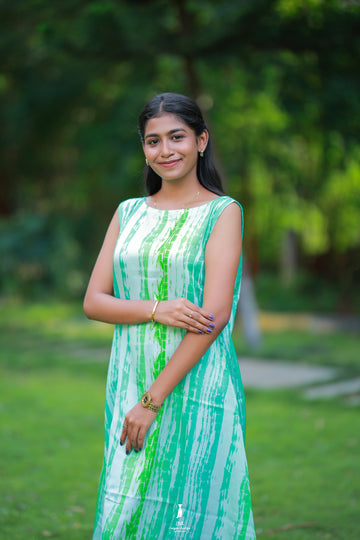 Mint Breeze Sleeveless a line Kurti