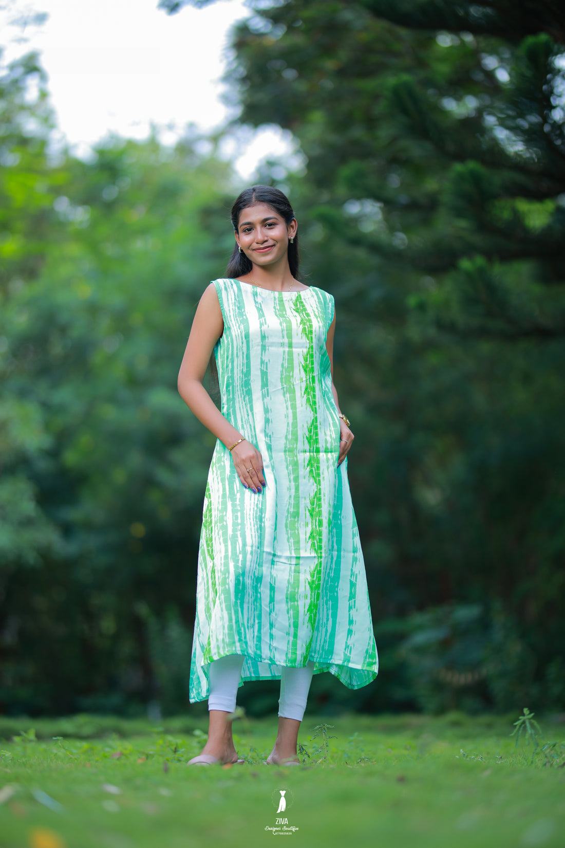 Mint Breeze Sleeveless a line Kurti