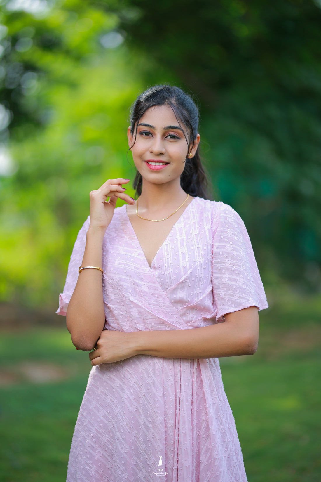 Blush Wrap Elegance Dress