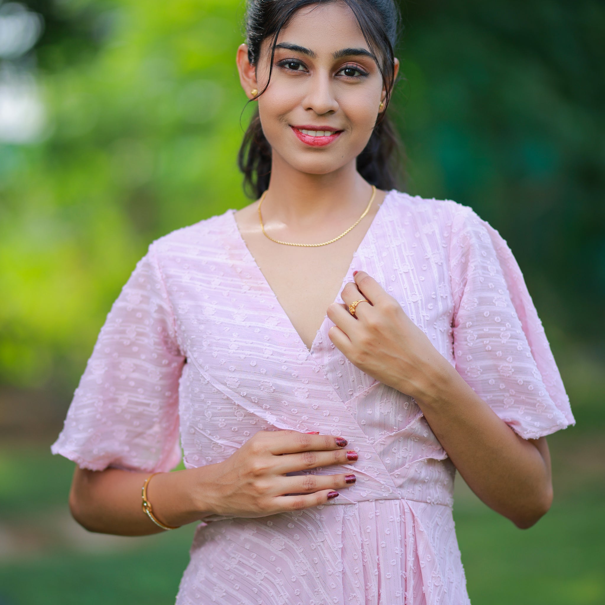 Blush Wrap Elegance Dress